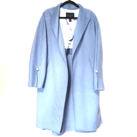 Anna & Chris Jackets & Blazers - Anna & Chris Wool Blend Trench Pea Coat Chambray Blue Size Small